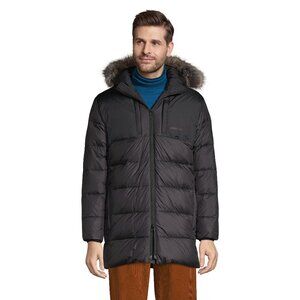 NWT Lands End Full Zip Outdoor Down Wide Channel Parka Jacket Charcoal Large NWT